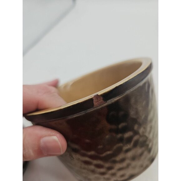 Vintage Oven Proof Copper Crock Club Hammered Bronze Glaze Wisconsin USA Pottery - Picture 6 of 8
